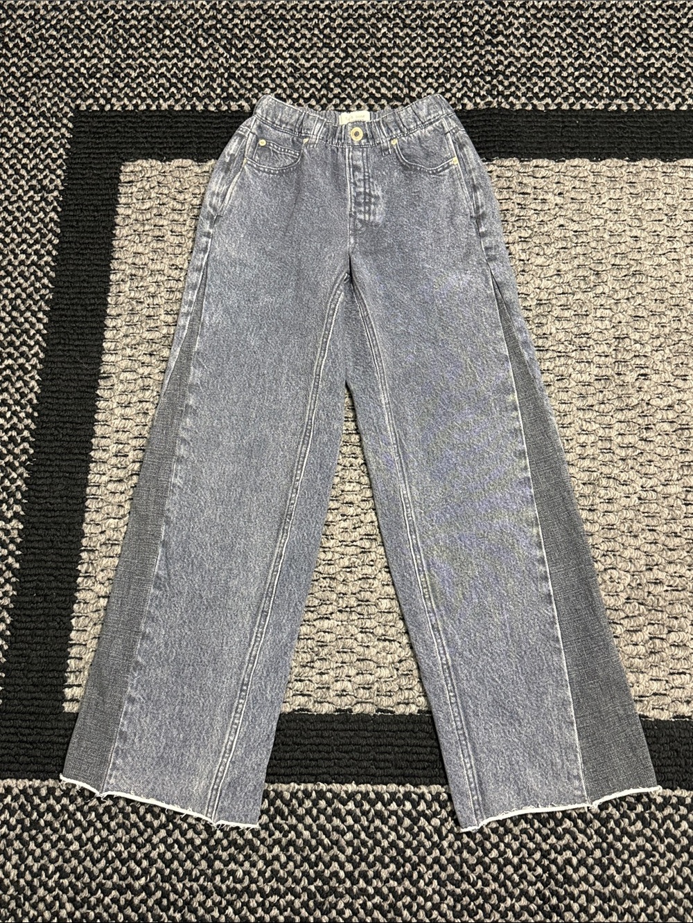 rag & bone Miramar Wide Leg Women's Sweatpant Jeans XXS Two Tone Faux Denim